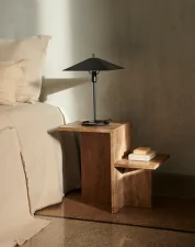 Distinct Side Table, dark brown travertine