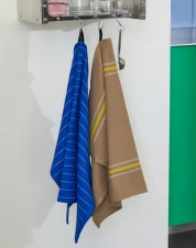 Canteen Tea Towel, blue pinstripe