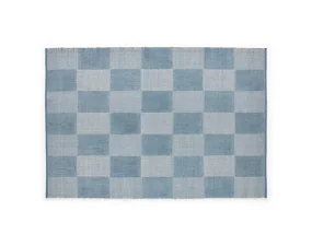 Check Rug 140x200 cm, light blue