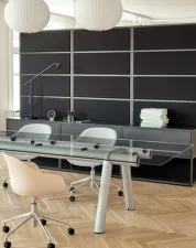 Boa Table 280x110x75 cm, metallic grey / clear glass