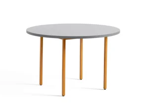 Two-Colour Dining Table Ø120, ochre/light grey