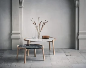Mix Coffee Table Ø46, white oiled oak/pietra grey marble