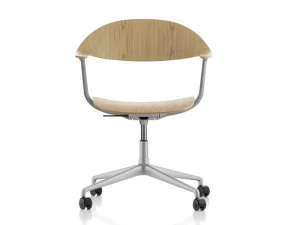 Mynt Office Chair Plywood with castors, natural oak/blasted aluminium