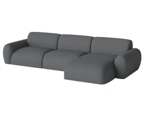 Núvol Sofa 3 Modules With Small Corner and Chaise Longue Right, dark grey