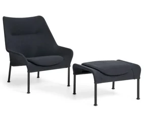 O2 Ottoman, black textile