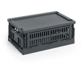 Colour Crate Lid Plastic Small, charcoal
