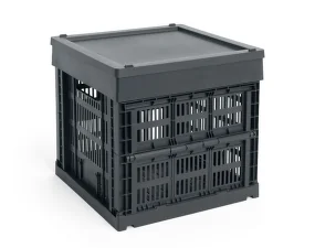 Colour Crate Lid Plastic Cube/Medium Square, charcoal