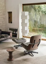 Eames Lounge Chair Walnut Dark, Leather Natural F68 chocolate