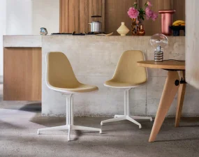Eames Plastic Side Chair DSL, pebble/polished aluminum