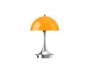 Panthella 160 Portable Lamp V3, chrome original opal orange
