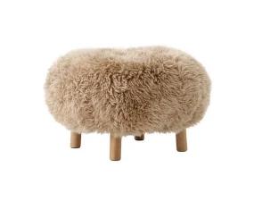 Little Petra ATD1 Pouf, oak/sheepskin Honey