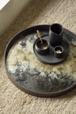 Organic Glass Tray Round S, black