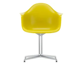 Eames Plastic Armchair DAL, mustard / polished aluminum