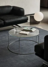 Wire Coffee Table VP17, glass tabletop