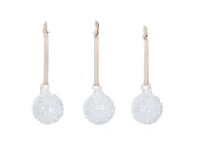 Flurry Glass Baubles S Set of 3, white