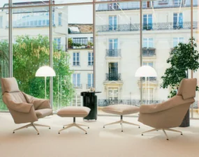 Bascule Lounge Chair Highback & Ottoman, Cento / truffle / black
