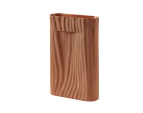 Ridge Vase H48, terracotta