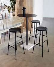 Cornet Bar Stool Low Cream White Steel, oiled oak