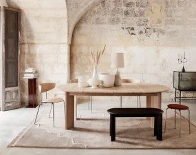 Bevel Extendable Dining Table Ø117 - 217 cm, white oak