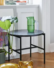 Rebar Side Table Ø45, soft black/marble