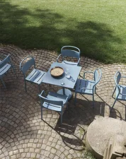 Linear Steel Café Table 70x70, pale blue