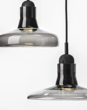 Shadows PC895 Pendant Lamp, smoke grey / black stained oak