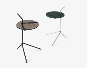 Halten SH9 Side Table, polished stainless steel / Verde Guatemala Marble
