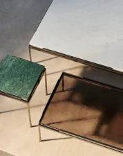 Sett LN11 Side Table, dark chrome  / Verde Guatemala marble