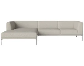 Caisa 3-Seater w. Chaise Longue, brushed steel/Nantes sand
