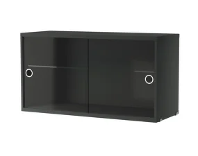 Display Cabinet with Sliding Doors, dark grey