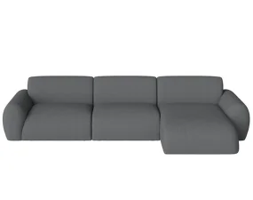 Núvol Sofa 3 Modules With Small Corner and Chaise Longue Right, dark grey