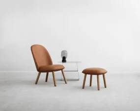 Ace Footstool Oak, Ultra Leather brandy