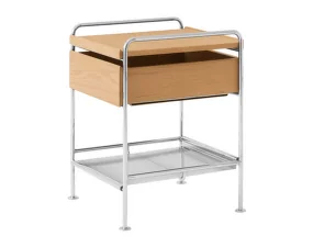 Alima Side Table NDS3, chrome / oak