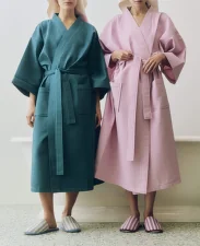 Waffle Bathrobe, petrol blue