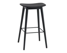 Fiber Stool 65cm Wood Base, black