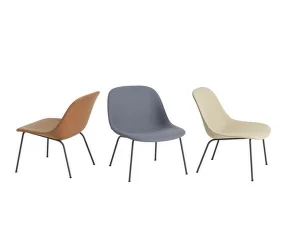Fiber Lounge Chair Tube Base, cognac leather / black