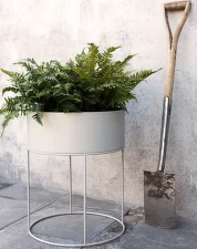 Plant Box Round, light grey