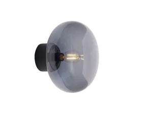 Karl-Johan Wall Lamp, black stained oak w. smoked glass