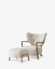 Wulff ATD3 Pouf, oak / Sheepskin Moonlight