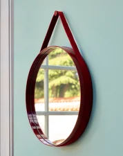 Strap Mirror 70cm, light brown