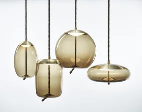 Knot Sfera PC1016 Pendant Lamp, smoke brown / brass