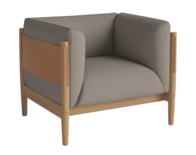 Dive Armchair Oiled Oak, Beize dark beige/cognac leather