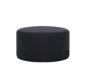 Folk Pouf Low, black tie wool