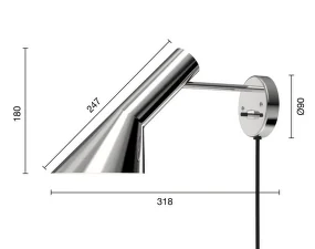 AJ Wall Lamp, stainless steel polished