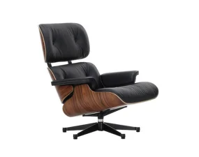 Eames Lounge Chair Santos Palisander, Leather Premium F66 nero