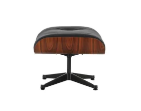 Lounge Chair Ottoman Santos Palisander, Leather Premium F66 nero