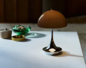 Panthella 160 Portable Lamp V3, chrome original opal brown