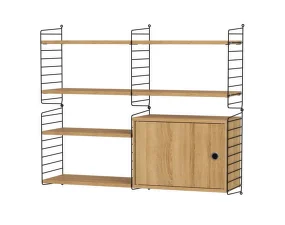 String Living Room R Shelving Set, oak/black