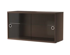 Display Cabinet with Sliding Doors, dark oak