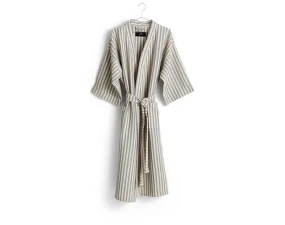 Waffle Bathrobe, stripe dusty blue